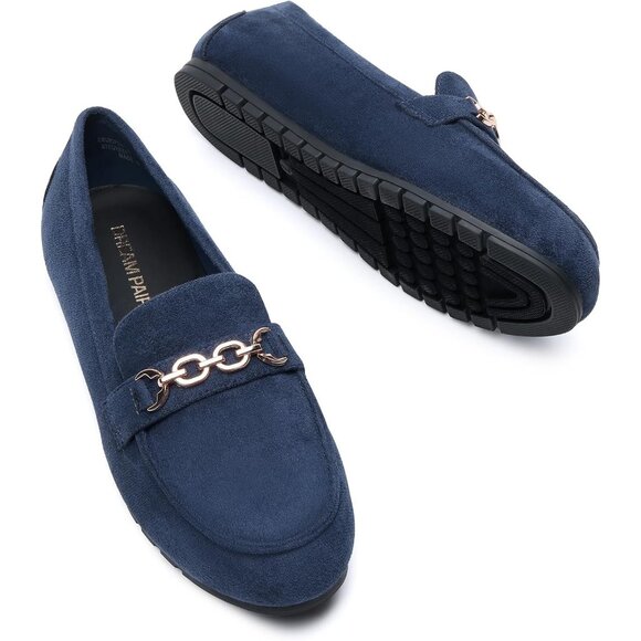 Dream Pairs Women Navy Faux Suede Lightweight Arch Support Slip On Flat Loafers - Picture 4 of 9